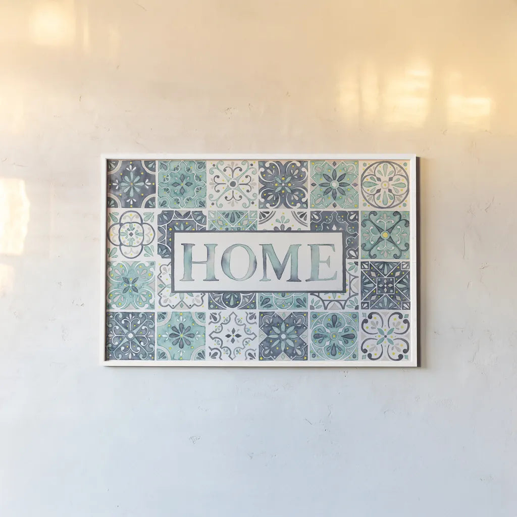 Garden Getaway Home by Laura Marshall. shown as a paper print in a white frame. Available as a archival giclee rolled canvas, fine art paper, or poster print. SKU 34481i.