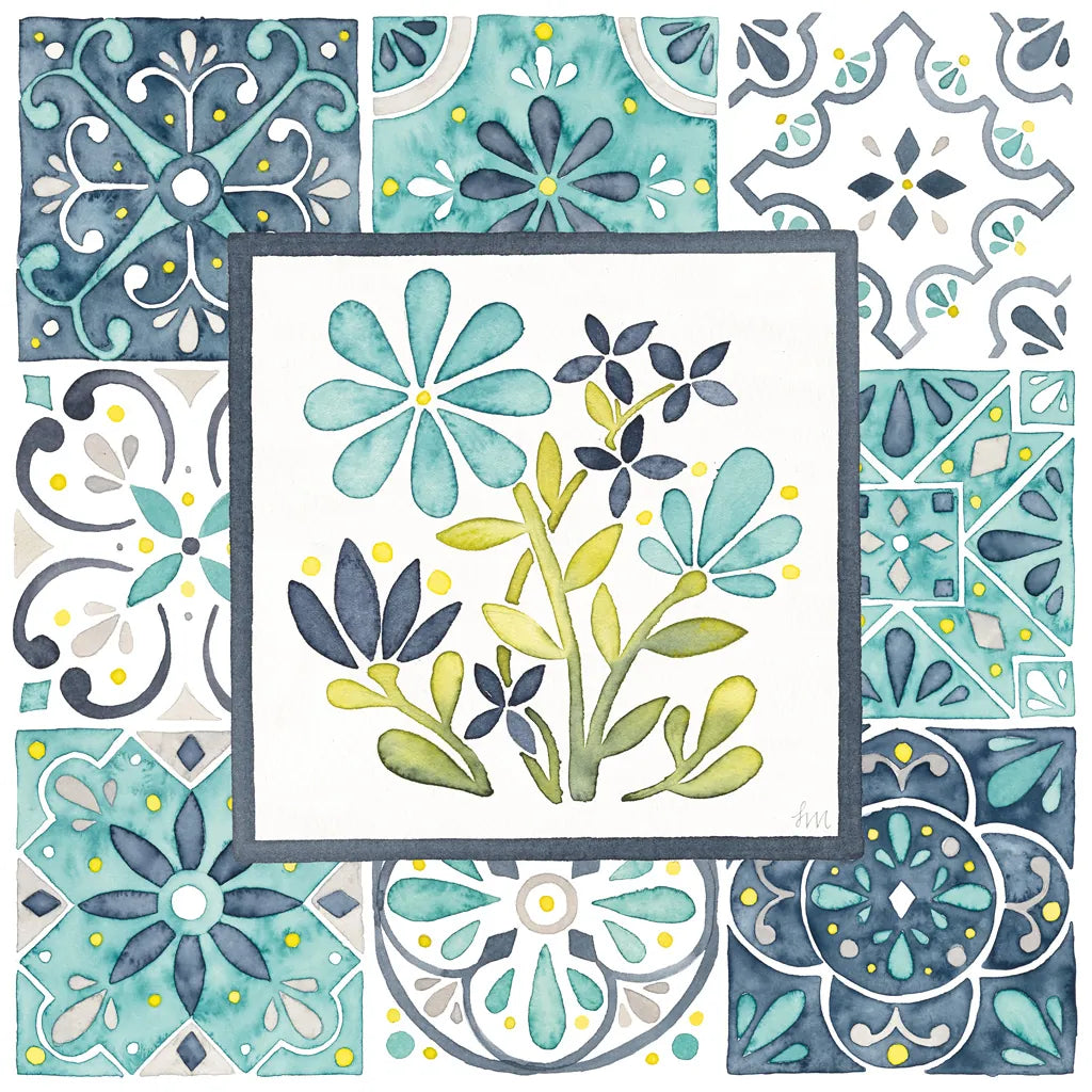 Garden Getaway Patchwork I by Laura Marshall. SKU 34449a. Archival Giclee Fine art print for wall decor.