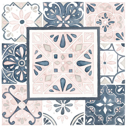 Garden Getaway Patchwork V Blush by Laura Marshall. SKU 35996a. Archival Giclee Fine art print for wall decor.