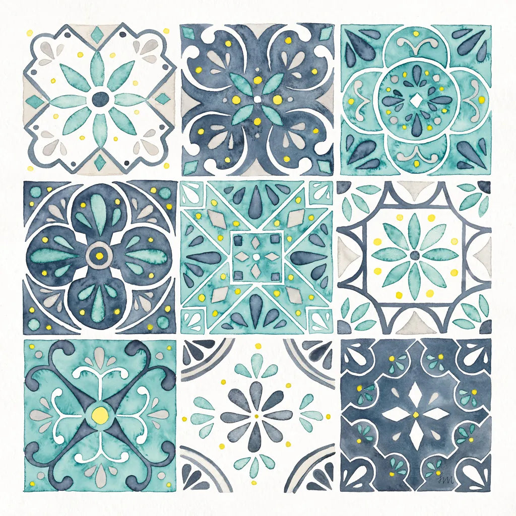 Garden Getaway Pattern I White Border by Laura Marshall. SKU 42834a. Archival Giclee Fine art print for wall decor.