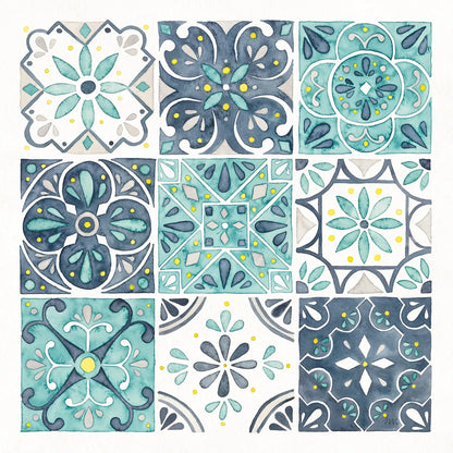 Garden Getaway Pattern I White Border by Laura Marshall. SKU 42834a. Archival Giclee Fine art print for wall decor.