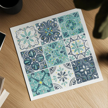 Garden Getaway Pattern I White Border by Laura Marshall. Shown as a detailed flat fine art print, highlighting archival giclee quality. Available as an archival giclee rolled canvas, fine art paper, or poster print. SKU 42834a.