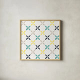Garden Getaway Pattern IIA by Laura Marshall. Shown in a natural wood glass frame for a timeless modern aesthetic. Available as an archival giclee rolled canvas, fine art paper, or poster print. SKU 35723a.