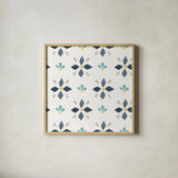 Garden Getaway Pattern VA by Laura Marshall. Shown in a natural wood glass frame for a timeless modern aesthetic. Available as an archival giclee rolled canvas, fine art paper, or poster print. SKU 35725a.