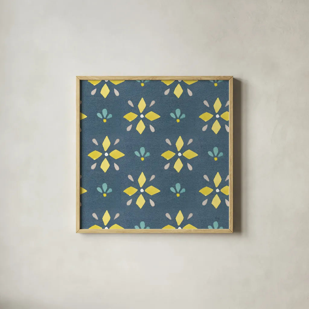 Garden Getaway Pattern VB by Laura Marshall. Shown in a natural wood glass frame for a timeless modern aesthetic. Available as an archival giclee rolled canvas, fine art paper, or poster print. SKU 35726a.