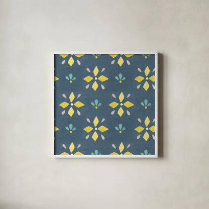 Garden Getaway Pattern VB by Laura Marshall. Shown in a crisp white glass frame for a clean and minimalist style. Available as an archival giclee rolled canvas, fine art paper, or poster print. SKU 35726a.
