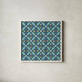 Garden Getaway Pattern XB by Laura Marshall. Shown in a crisp white glass frame for a clean and minimalist style. Available as an archival giclee rolled canvas, fine art paper, or poster print. SKU 35728a.