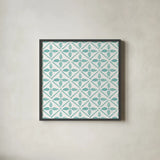 Garden Getaway Pattern XIIA by Laura Marshall. Shown in a sleek black glass frame for a contemporary gallery look. Available as an archival giclee rolled canvas, fine art paper, or poster print. SKU 35729a.