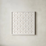 Garden Getaway Pattern XIIB by Laura Marshall. Shown in a crisp white glass frame for a clean and minimalist style. Available as an archival giclee rolled canvas, fine art paper, or poster print. SKU 35730a.