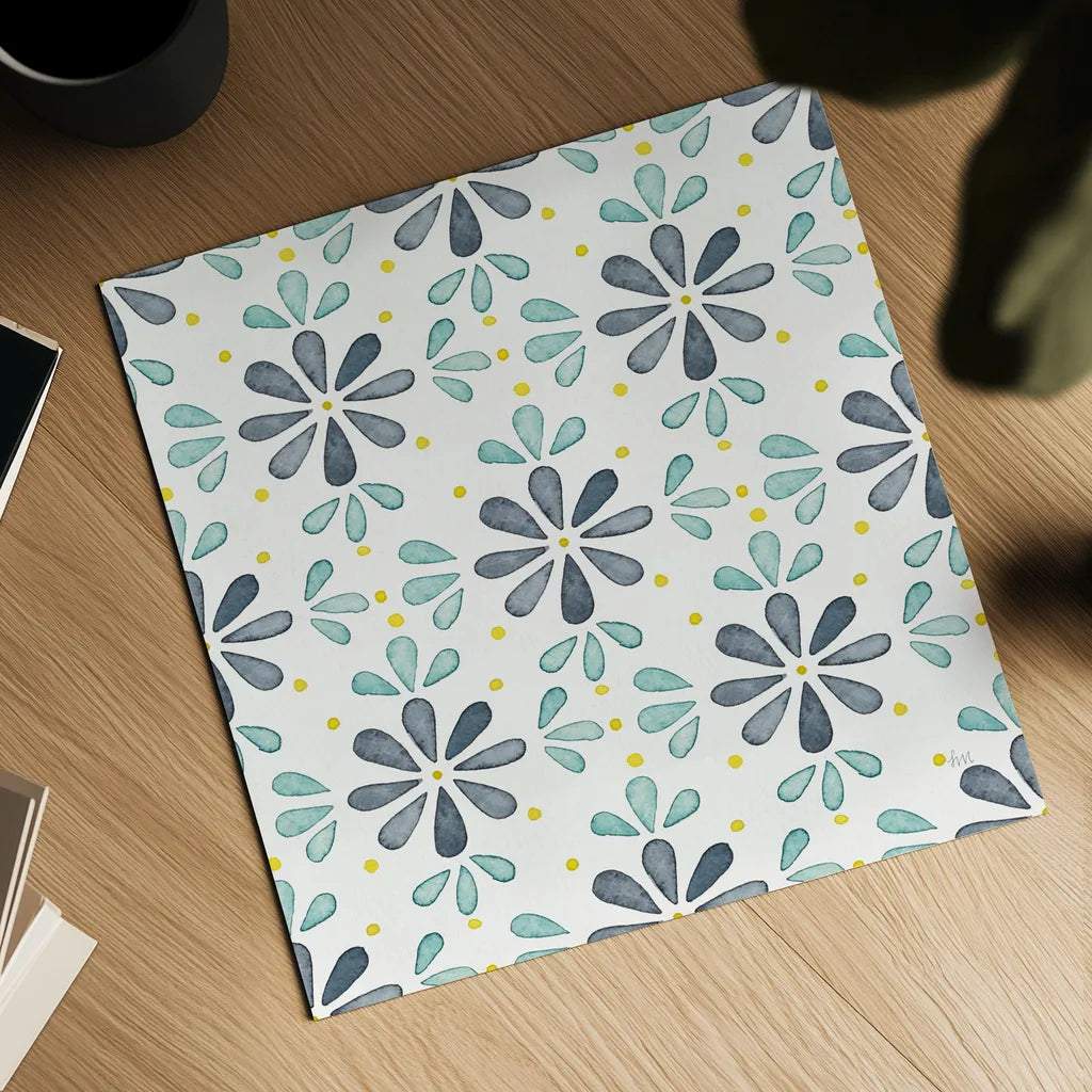 Garden Getaway Pattern XIII by Laura Marshall. Shown as a detailed flat fine art print, highlighting archival giclee quality. Available as an archival giclee rolled canvas, fine art paper, or poster print. SKU 35731a.