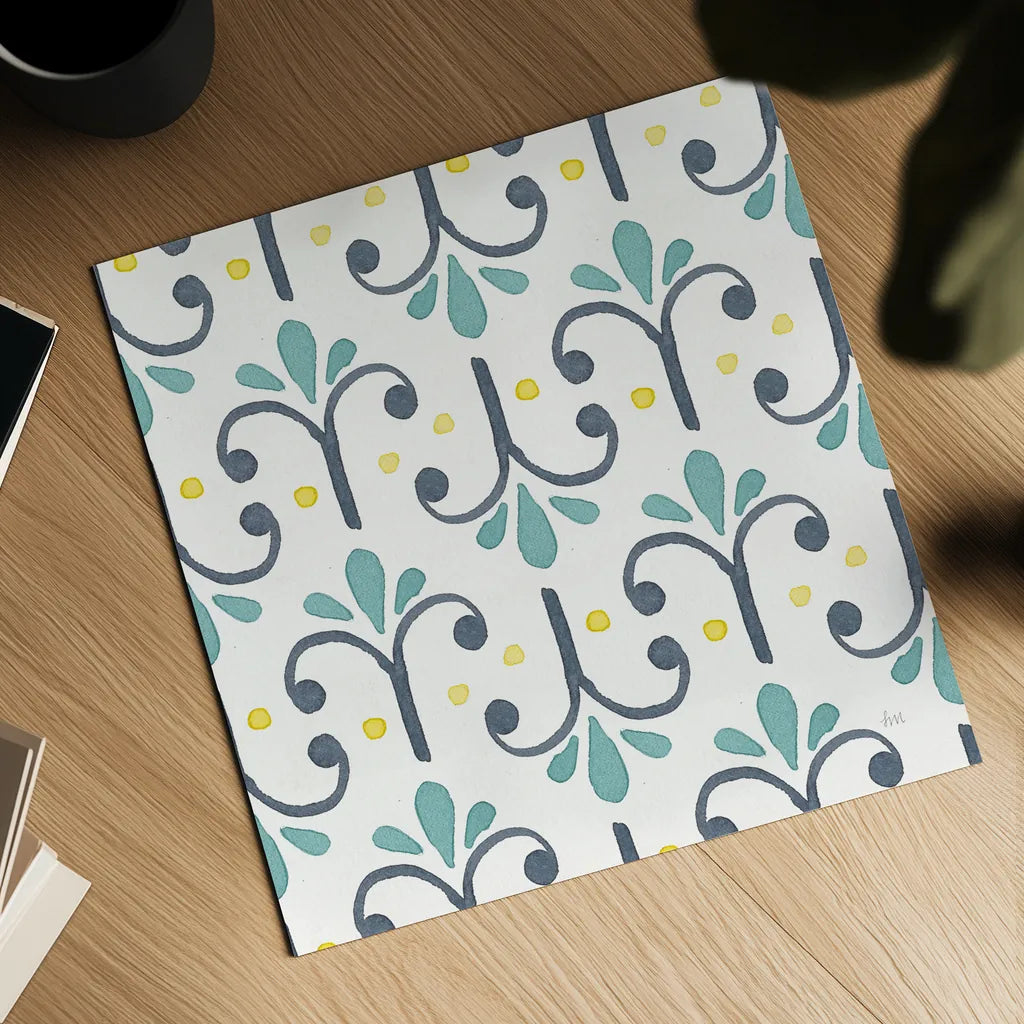 Garden Getaway Pattern XIV by Laura Marshall. Shown as a detailed flat fine art print, highlighting archival giclee quality. Available as an archival giclee rolled canvas, fine art paper, or poster print. SKU 35732a.