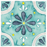 Garden Getaway Tile I Teal by Laura Marshall. SKU 34462a. Archival Giclee Fine art print for wall decor.