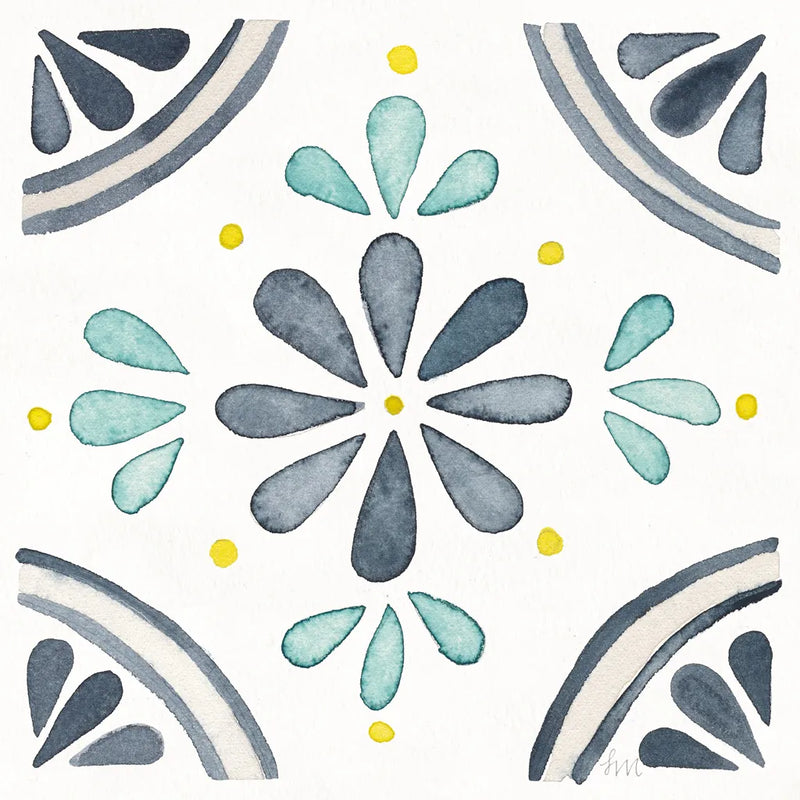 Garden Getaway Tile I White by Laura Marshall. SKU 34471a. Archival Giclee Fine art print for wall decor.