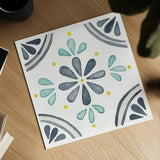 Garden Getaway Tile I White by Laura Marshall. Shown as a detailed flat fine art print, highlighting archival giclee quality. Available as an archival giclee rolled canvas, fine art paper, or poster print. SKU 34471a.