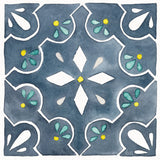Garden Getaway Tile II Blue by Laura Marshall. SKU 34454a. Archival Giclee Fine art print for wall decor.