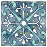 Garden Getaway Tile III Blue by Laura Marshall. SKU 34455a. Archival Giclee Fine art print for wall decor.