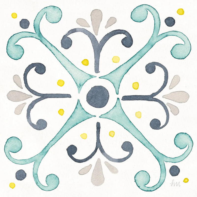 Garden Getaway Tile III White by Laura Marshall. SKU 34473a. Archival Giclee Fine art print for wall decor.