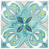 Garden Getaway Tile IV Teal by Laura Marshall. SKU 34465a. Archival Giclee Fine art print for wall decor.