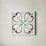 Garden Getaway Tile IV White by Laura Marshall. Shown in a crisp white glass frame for a clean and minimalist style. Available as an archival giclee rolled canvas, fine art paper, or poster print. SKU 34474a.