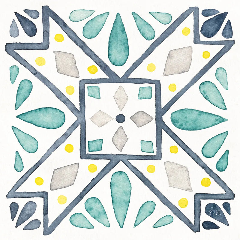 Garden Getaway Tile IX White by Laura Marshall. SKU 34479a. Archival Giclee Fine art print for wall decor.