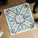 Garden Getaway Tile IX White by Laura Marshall. Shown as a detailed flat fine art print, highlighting archival giclee quality. Available as an archival giclee rolled canvas, fine art paper, or poster print. SKU 34479a.