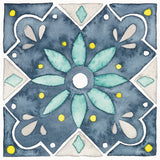 Garden Getaway Tile V Blue by Laura Marshall. SKU 34457a. Archival Giclee Fine art print for wall decor.