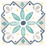 Garden Getaway Tile V White by Laura Marshall. SKU 34475a. Archival Giclee Fine art print for wall decor.