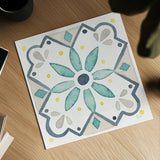 Garden Getaway Tile V White by Laura Marshall. Shown as a detailed flat fine art print, highlighting archival giclee quality. Available as an archival giclee rolled canvas, fine art paper, or poster print. SKU 34475a.