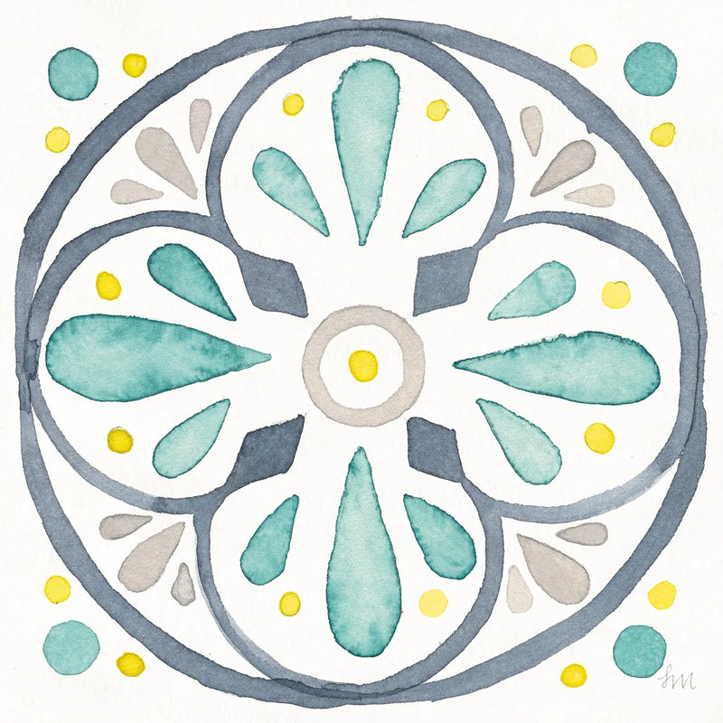 Garden Getaway Tile VI White by Laura Marshall. SKU 34476a. Archival Giclee Fine art print for wall decor.