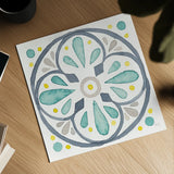 Garden Getaway Tile VI White by Laura Marshall. Shown as a detailed flat fine art print, highlighting archival giclee quality. Available as an archival giclee rolled canvas, fine art paper, or poster print. SKU 34476a.