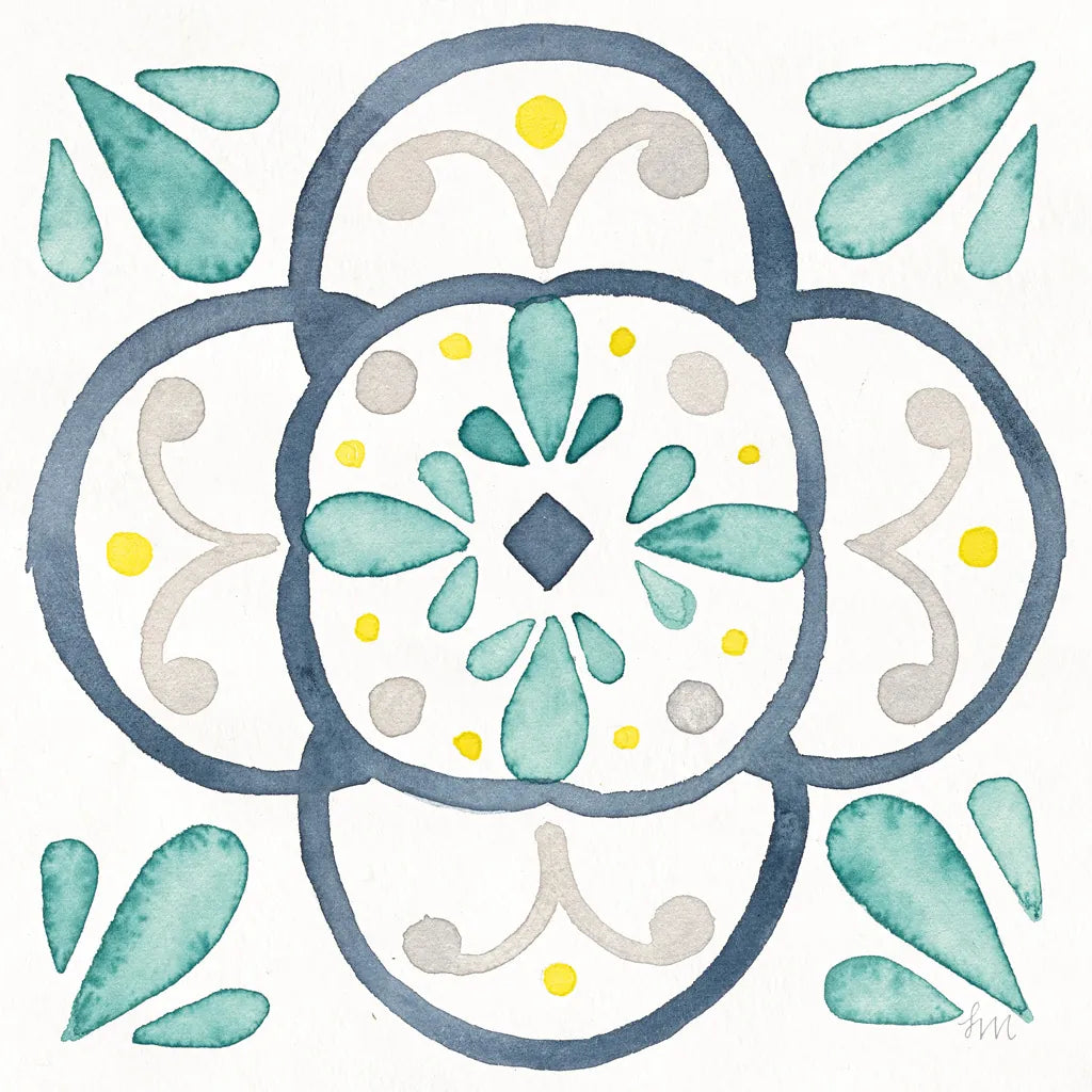 Garden Getaway Tile VII White by Laura Marshall. SKU 34477a. Archival Giclee Fine art print for wall decor.