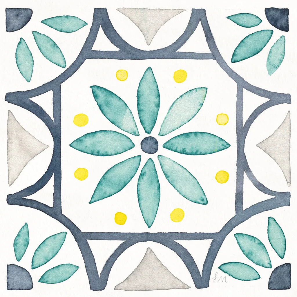 Garden Getaway Tile VIII White by Laura Marshall. SKU 34478a. Archival Giclee Fine art print for wall decor.
