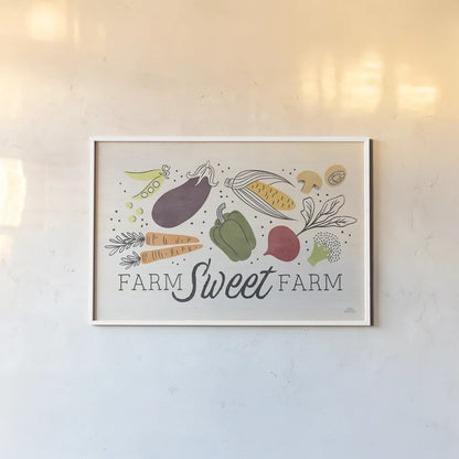 Garden Goodies I Cream by Laura Marshall. shown as a paper print in a white frame. Available as a archival giclee rolled canvas, fine art paper, or poster print. SKU 77191i.