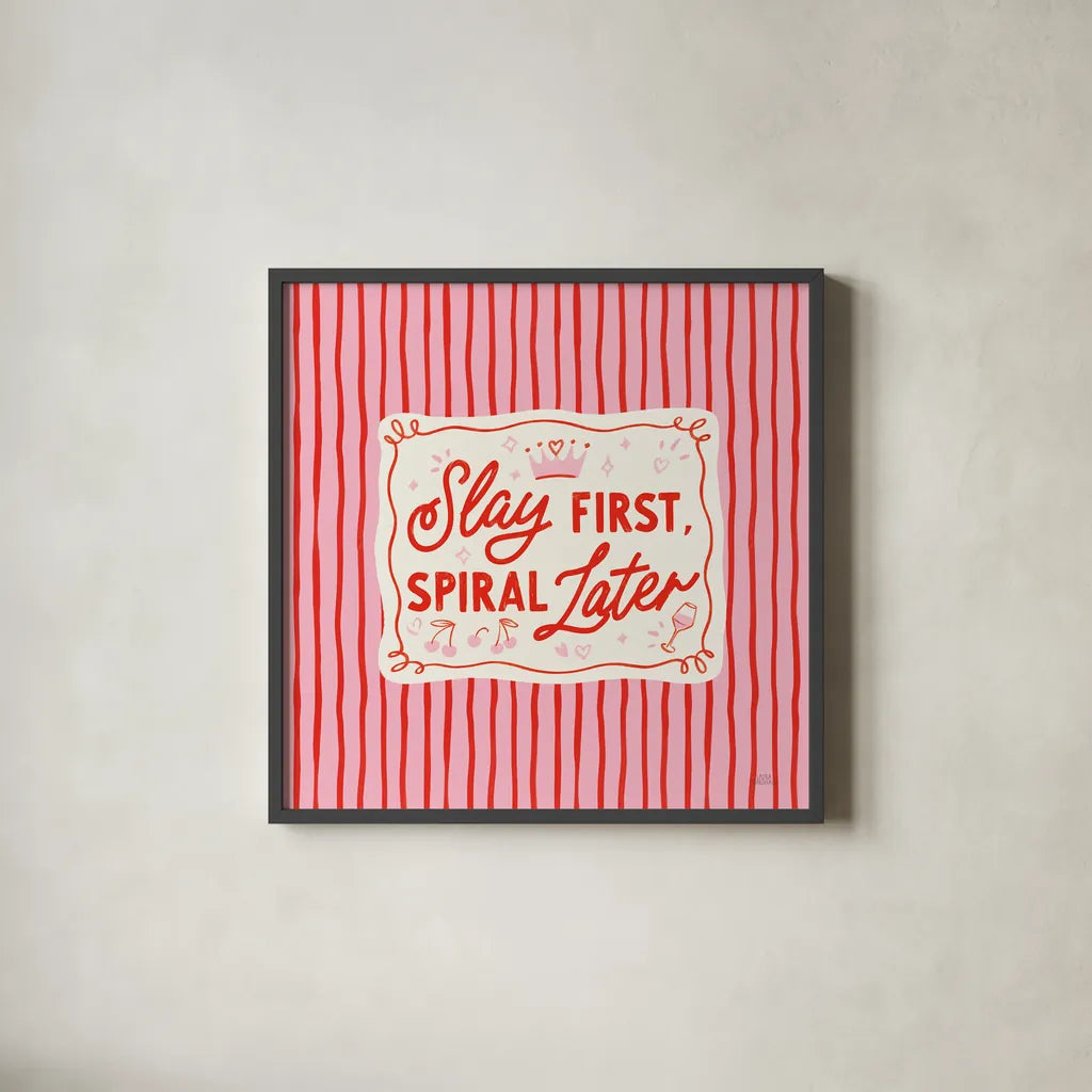 Girly Pop I by Laura Marshall. Shown in a sleek black glass frame for a contemporary gallery look. Available as an archival giclee rolled canvas, fine art paper, or poster print. SKU 99793a.