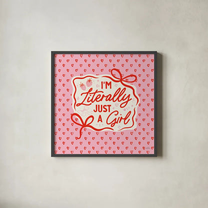 Girly Pop III by Laura Marshall. Shown in a sleek black glass frame for a contemporary gallery look. Available as an archival giclee rolled canvas, fine art paper, or poster print. SKU 99795a.