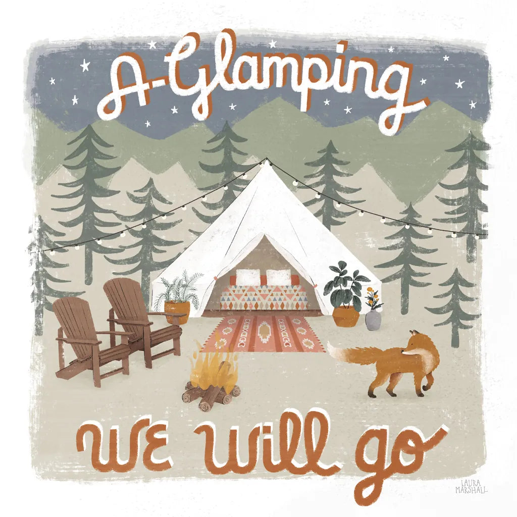 Gone Glamping III by Laura Marshall. SKU 53606a. Archival Giclee Fine art print for wall decor.