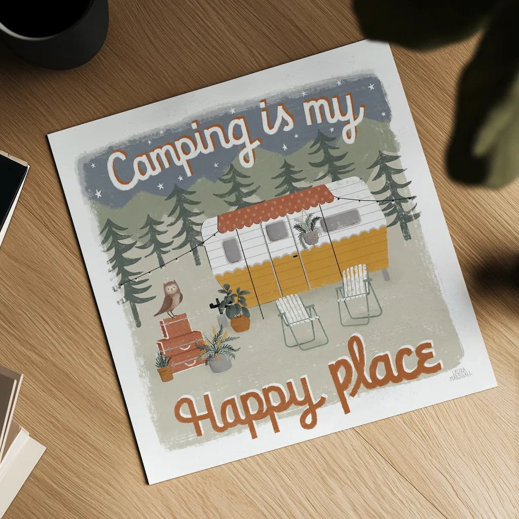 Gone Glamping V by Laura Marshall. Shown as a detailed flat fine art print, highlighting archival giclee quality. Available as an archival giclee rolled canvas, fine art paper, or poster print. SKU 53608a.