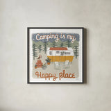 Gone Glamping V by Laura Marshall. Shown in a sleek black glass frame for a contemporary gallery look. Available as an archival giclee rolled canvas, fine art paper, or poster print. SKU 53608a.
