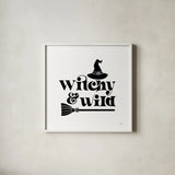 Halloween Typography I by Laura Marshall. Shown in a crisp white glass frame for a clean and minimalist style. Available as an archival giclee rolled canvas, fine art paper, or poster print. SKU 89707a.