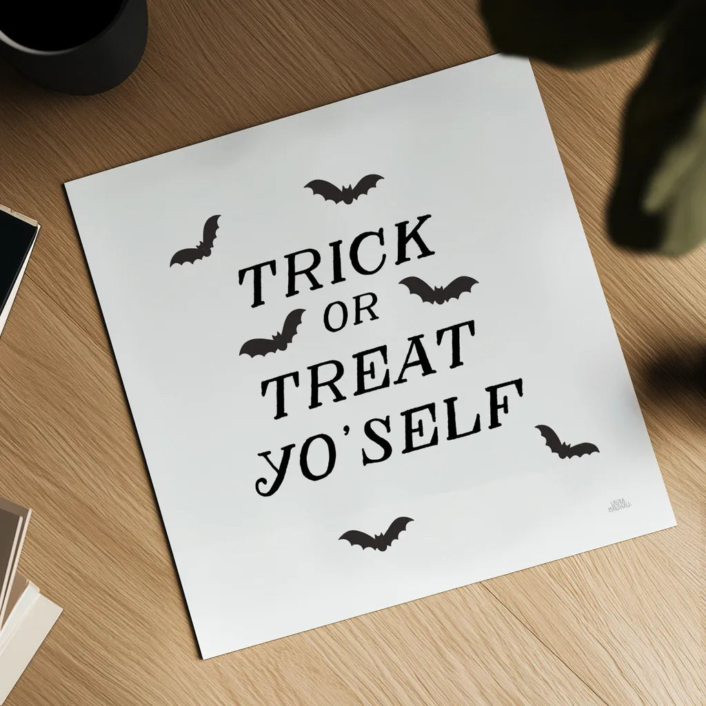 Halloween Typography II by Laura Marshall. Shown as a detailed flat fine art print, highlighting archival giclee quality. Available as an archival giclee rolled canvas, fine art paper, or poster print. SKU 89708a.