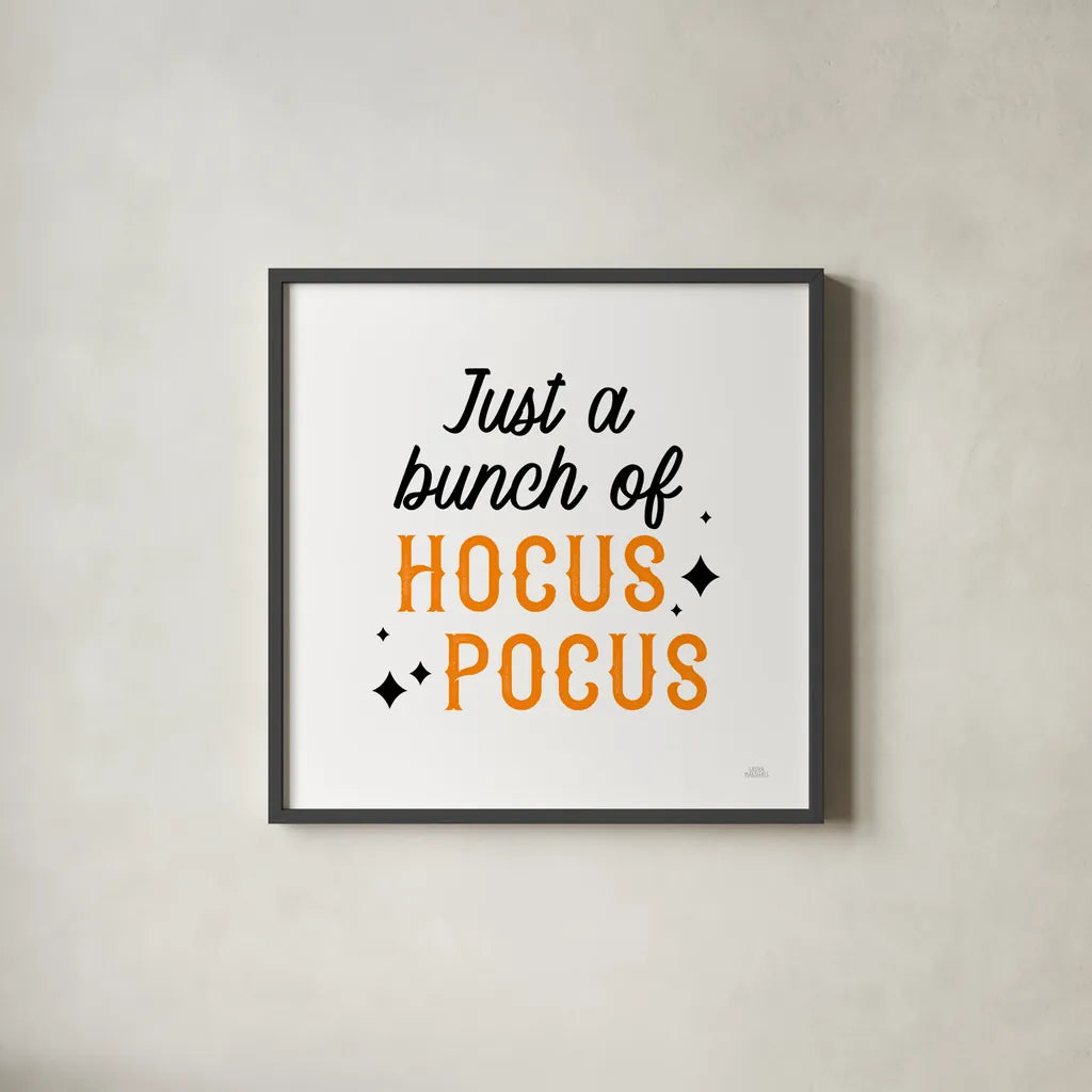 Halloween Typography III by Laura Marshall. Shown in a sleek black glass frame for a contemporary gallery look. Available as an archival giclee rolled canvas, fine art paper, or poster print. SKU 89709a.