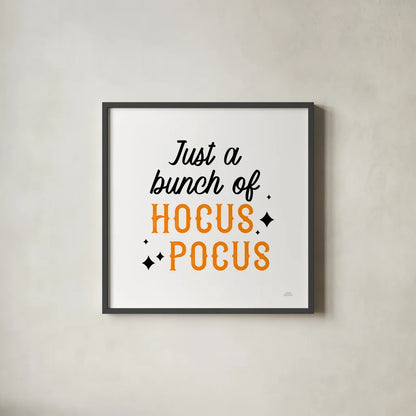 Halloween Typography III by Laura Marshall. Shown in a sleek black glass frame for a contemporary gallery look. Available as an archival giclee rolled canvas, fine art paper, or poster print. SKU 89709a.