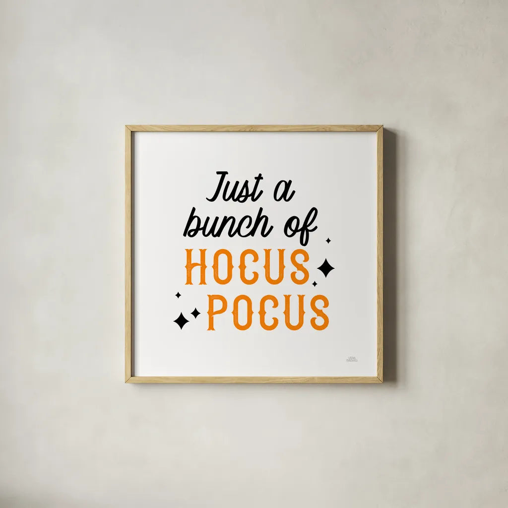 Halloween Typography III by Laura Marshall. Shown in a natural wood glass frame for a timeless modern aesthetic. Available as an archival giclee rolled canvas, fine art paper, or poster print. SKU 89709a.