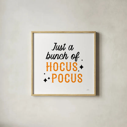 Halloween Typography III by Laura Marshall. Shown in a natural wood glass frame for a timeless modern aesthetic. Available as an archival giclee rolled canvas, fine art paper, or poster print. SKU 89709a.