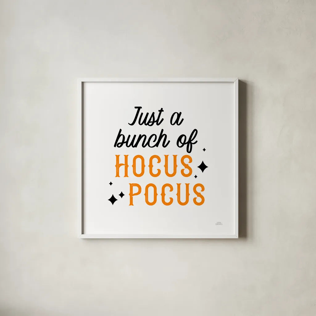 Halloween Typography III by Laura Marshall. Shown in a crisp white glass frame for a clean and minimalist style. Available as an archival giclee rolled canvas, fine art paper, or poster print. SKU 89709a.