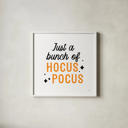 Halloween Typography III by Laura Marshall. Shown in a crisp white glass frame for a clean and minimalist style. Available as an archival giclee rolled canvas, fine art paper, or poster print. SKU 89709a.