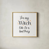 Halloween Typography IV by Laura Marshall. Shown in a natural wood glass frame for a timeless modern aesthetic. Available as an archival giclee rolled canvas, fine art paper, or poster print. SKU 89710a.