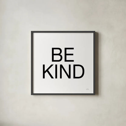 Harvest Garden Be Kind by Laura Marshall. Shown in a sleek black glass frame for a contemporary gallery look. Available as an archival giclee rolled canvas, fine art paper, or poster print. SKU 59019a.