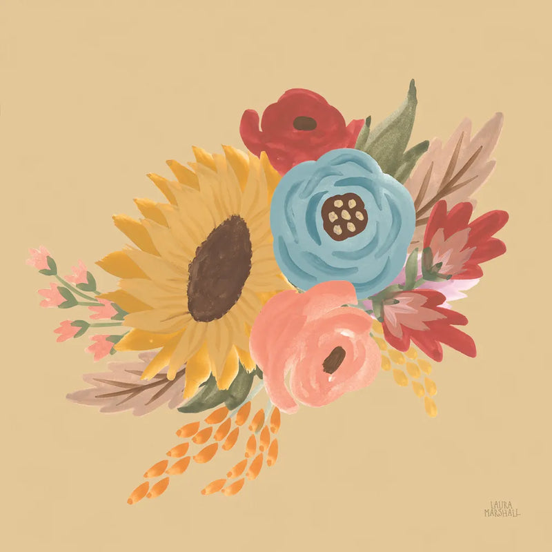 Harvest Garden Flowers I by Laura Marshall. SKU 58790a. Archival Giclee Fine art print for wall decor.