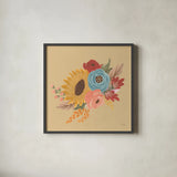 Harvest Garden Flowers I by Laura Marshall. Shown in a sleek black glass frame for a contemporary gallery look. Available as an archival giclee rolled canvas, fine art paper, or poster print. SKU 58790a.